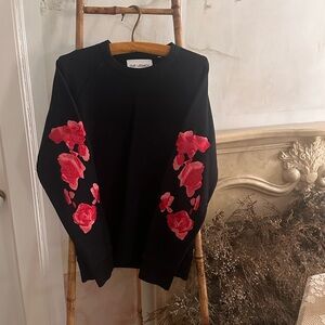 Our Legacy Black Heavyweight Sweatshirt with Rose Emroidery